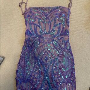 Lucy in the Sky Mini Purple Sequin Bodycon Dress (never worn)